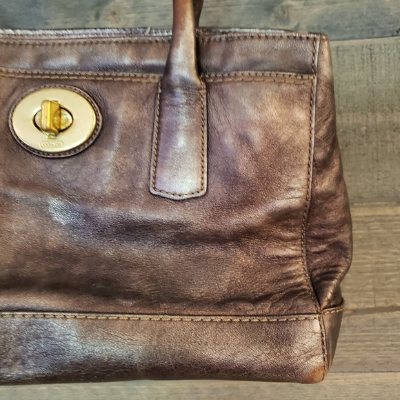 Coach Madeline bronze Metallic brown leather Satchel bag - Picture 2 of 10
